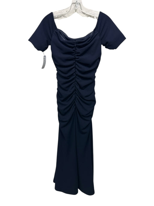 Belle Badgley Mischka Size 2 Navu Blue & Orange Polyester Blend Ruched Gown Navu Blue & Orange / 2