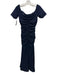 Belle Badgley Mischka Size 2 Navu Blue & Orange Polyester Blend Ruched Gown Navu Blue & Orange / 2