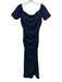 Belle Badgley Mischka Size 2 Navu Blue & Orange Polyester Blend Ruched Gown Navu Blue & Orange / 2