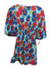 Milly Size 2 Blue, Pink, Green Polyester Floral Micropleated Mini Dress Blue, Pink, Green / 2