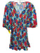 Milly Size 2 Blue, Pink, Green Polyester Floral Micropleated Mini Dress Blue, Pink, Green / 2