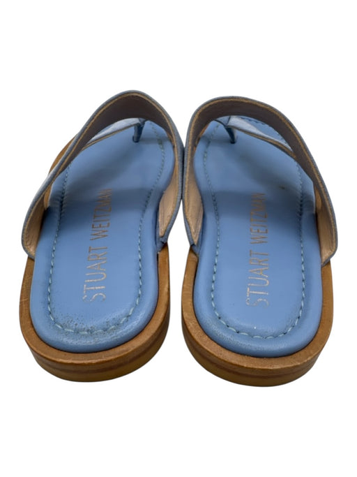 Stuart Weitzman Shoe Size 4 Light blue & brown Suede & Leather Toe Strap Sandals Light blue & brown / 4