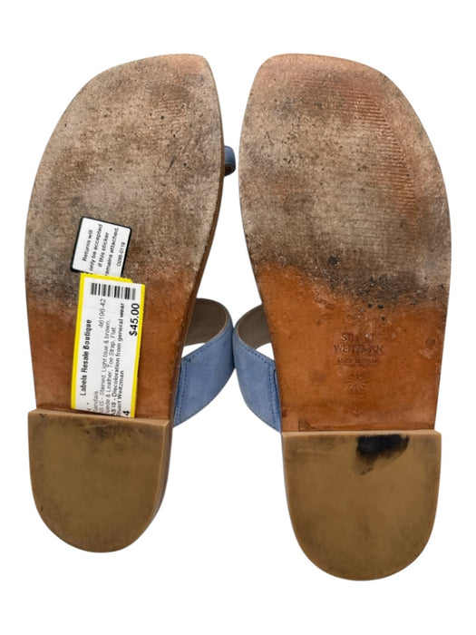 Stuart Weitzman Shoe Size 4 Light blue & brown Suede & Leather Toe Strap Sandals Light blue & brown / 4
