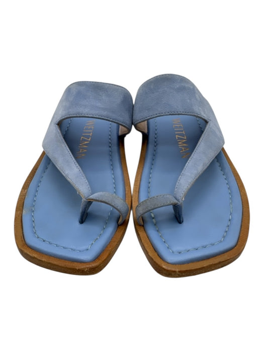 Stuart Weitzman Shoe Size 4 Light blue & brown Suede & Leather Toe Strap Sandals Light blue & brown / 4