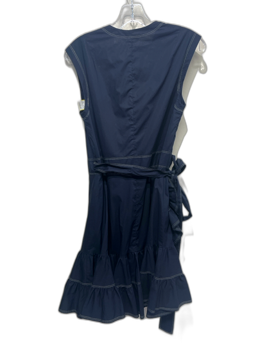 Rebecca Taylor Size 6 Navy Cotton Blend Sleeveless Wrap Dress Navy / 6
