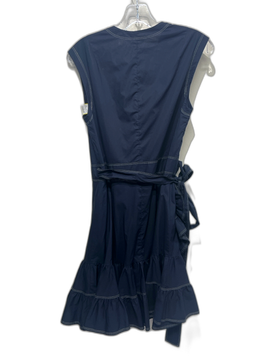 Rebecca Taylor Size 6 Navy Cotton Blend Sleeveless Wrap Dress Navy / 6