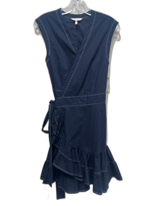 Rebecca Taylor Size 6 Navy Cotton Blend Sleeveless Wrap Dress Navy / 6