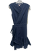 Rebecca Taylor Size 6 Navy Cotton Blend Sleeveless Wrap Dress Navy / 6