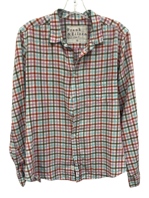 Frank & Eileen Size M Blue, Red & Multi Cotton Button Front Gingham Top Blue, Red & Multi / M