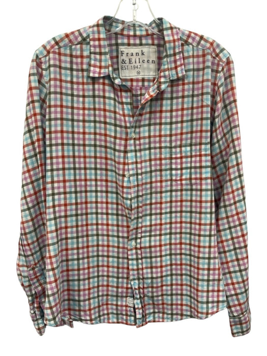 Frank & Eileen Size M Blue, Red & Multi Cotton Button Front Gingham Top Blue, Red & Multi / M