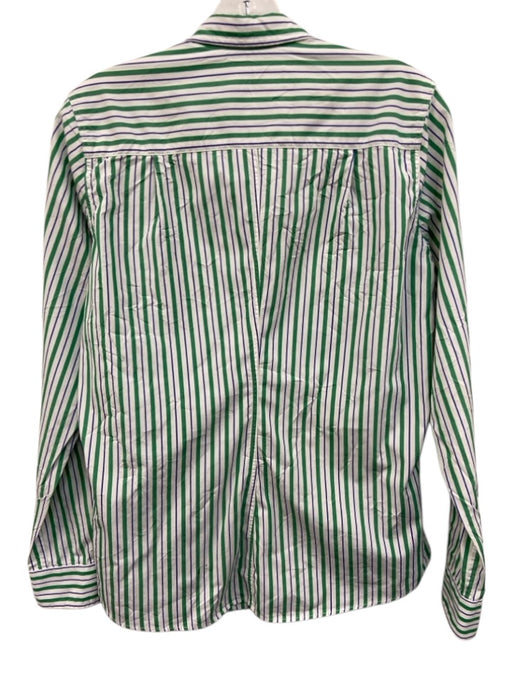 Frank & Eileen Size S Green, Blue & White Cotton Button Front Stripe Top Green, Blue & White / S