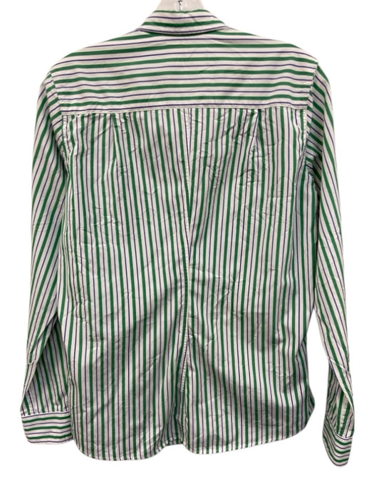 Frank & Eileen Size S Green, Blue & White Cotton Button Front Stripe Top Green, Blue & White / S