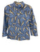 Carolina Herrera Size 6 Blue & Multi Cotton Blend Printed Collared Top Blue & Multi / 6
