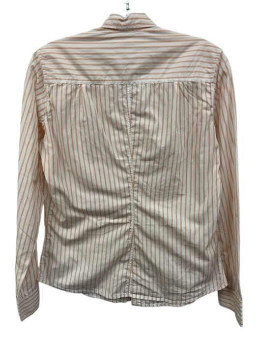 Frank & Eileen Size S Orange & White Cotton Button Front Stripe Long Sleeve Top Orange & White / S