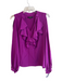 Nanette Lepore Size 4 Purple Silk Satin V Neck Long Sleeve Cold Shoulder Top Purple / 4