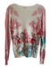 Etro Size 42 Ivory & Multi Silk Blend Knit V Neck Sequin Long Sleeve Top Ivory & Multi / 42