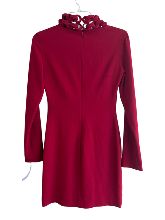 Diane Von Furstenberg Size 2 Red Polyester Braided Detail Long Sleeve Dress Red / 2