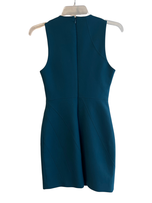 Cinq a Sept Size 4 Teal Polyester Blend Round Neck Sleeveless Back Zip Dress Teal / 4