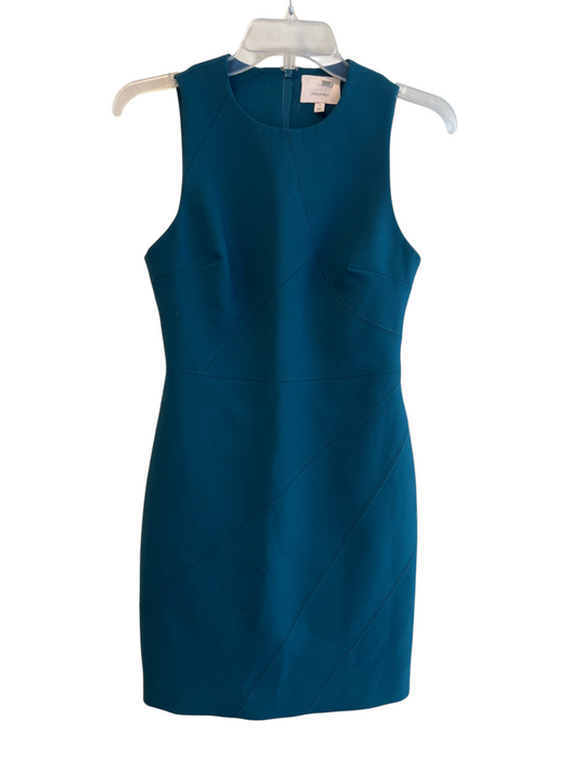 Cinq a Sept Size 4 Teal Polyester Blend Round Neck Sleeveless Back Zip Dress Teal / 4