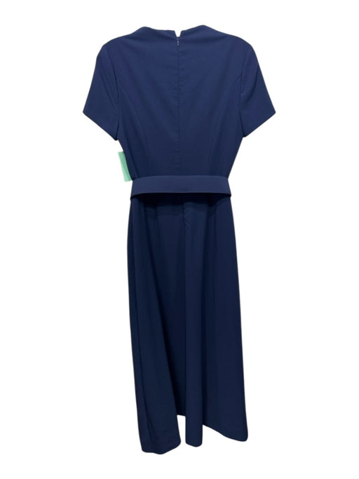 Kay Unger Size M Navy Blue Polyester Blend Short Sleeve V Neck Draped Jumpsuit Navy Blue / M