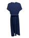 Kay Unger Size M Navy Blue Polyester Blend Short Sleeve V Neck Draped Jumpsuit Navy Blue / M
