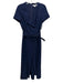 Kay Unger Size M Navy Blue Polyester Blend Short Sleeve V Neck Draped Jumpsuit Navy Blue / M