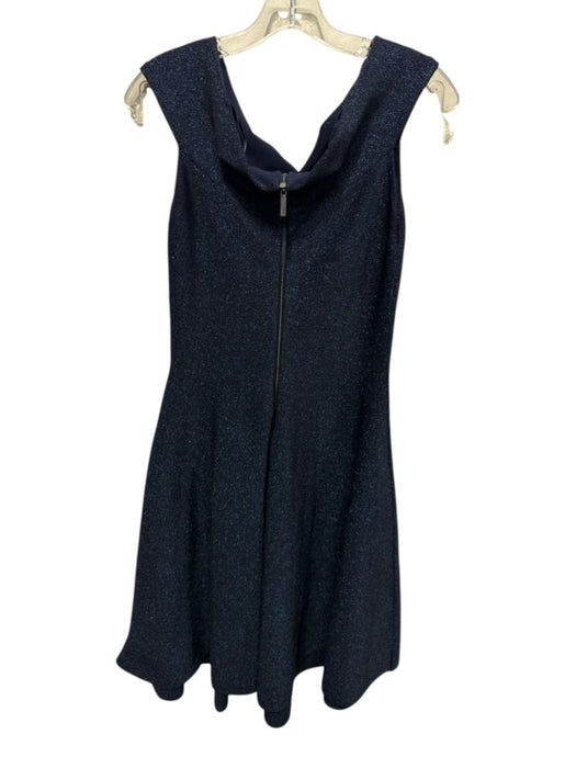 Ted Baker Size XS Navy Blue Viscose Blend Metallic Thread Glitter Back Zip Dress Navy Blue / XS