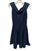 Ted Baker Size XS Navy Blue Viscose Blend Metallic Thread Glitter Back Zip Dress Navy Blue / XS