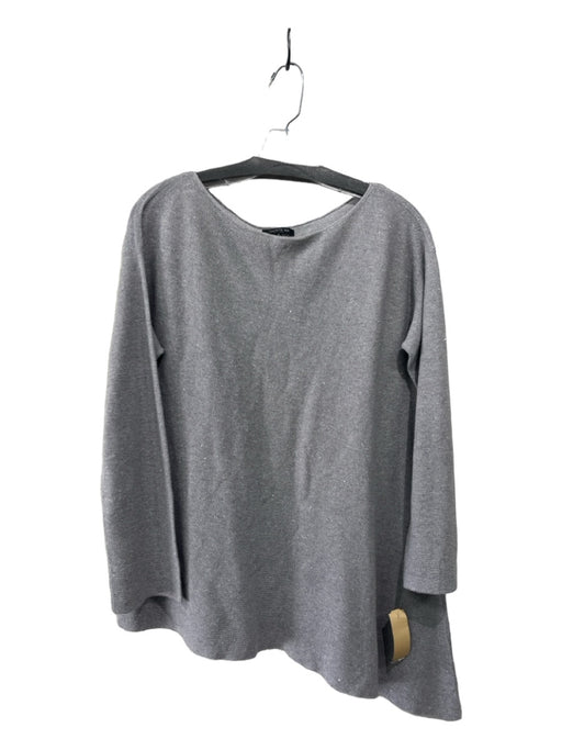Lafayette Size S Gray COTTON & LINEN Boat Neck Sequined Long Sleeve Knit Top Gray / S
