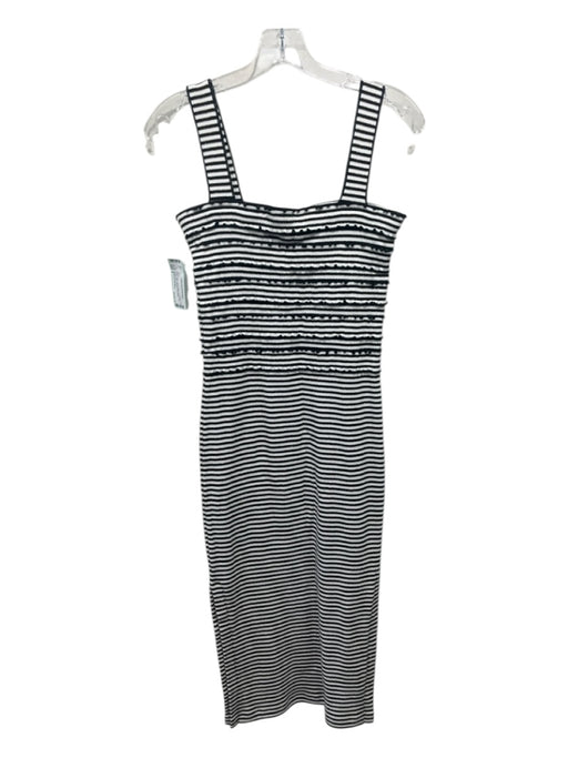 Derek Lam 10 Crosby Size 2 Black, White, Gold ruffles Stripe Wide Straps Dress Black, White, Gold / 2