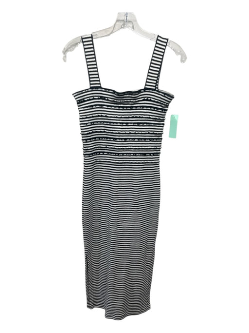 Derek Lam 10 Crosby Size 2 Black, White, Gold ruffles Stripe Wide Straps Dress Black, White, Gold / 2