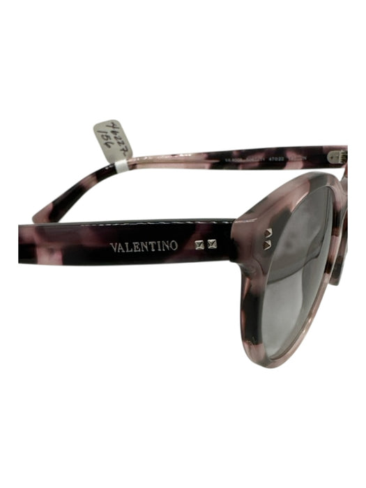 Valentino Pink & Black Acetate Tortoise Round Lens Sunglasses Pink & Black