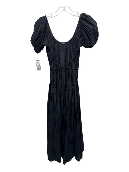 Tory Burch Size 2 Black Cotton Blend Accordian Pleats Cap Sleeve Maxi Dress Black / 2