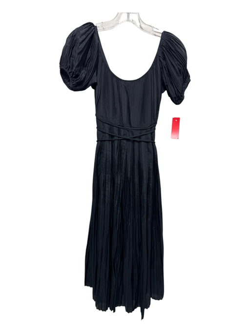 Tory Burch Size 2 Black Cotton Blend Accordian Pleats Cap Sleeve Maxi Dress Black / 2