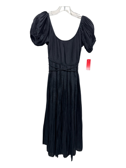 Tory Burch Size 2 Black Cotton Blend Accordian Pleats Cap Sleeve Maxi Dress Black / 2