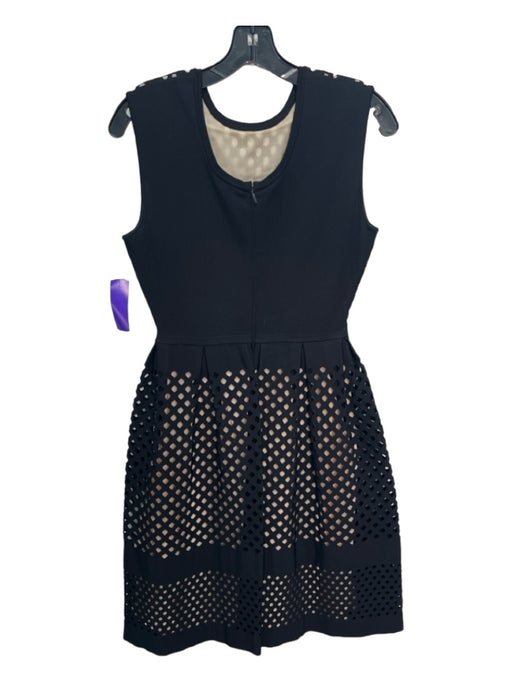 Fendi Size 44 Black & Beige Viscose Blend Round Neck Sleeveless Back Zip Dress Black & Beige / 44
