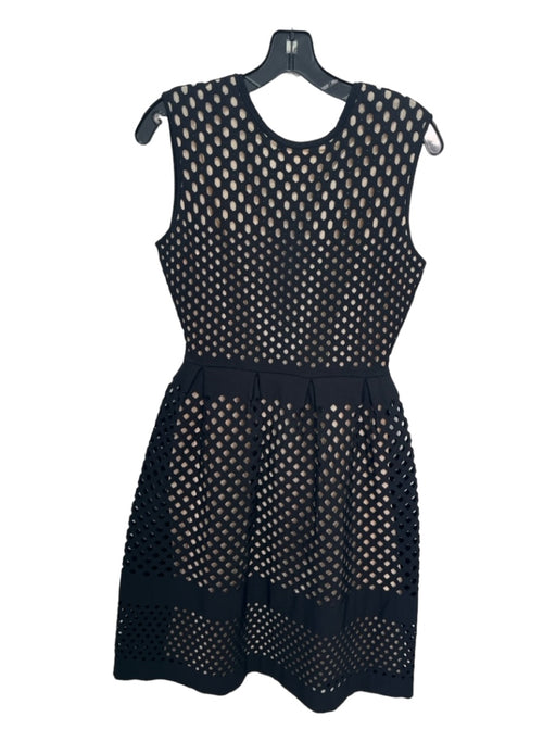 Fendi Size 44 Black & Beige Viscose Blend Round Neck Sleeveless Back Zip Dress Black & Beige / 44