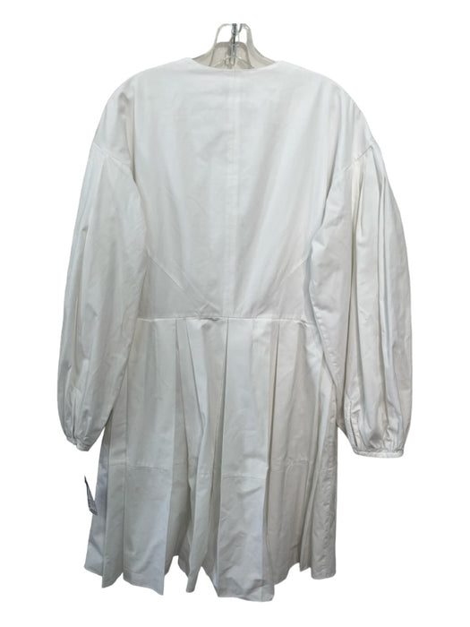 Alexander McQueen Size 48 White Cotton Front Zip Long Balloon Sleeve Dress White / 48