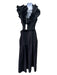 Anne Fontaine Size 42 Black Cotton Ruffle Pleated Midi Button Front Dress Black / 42