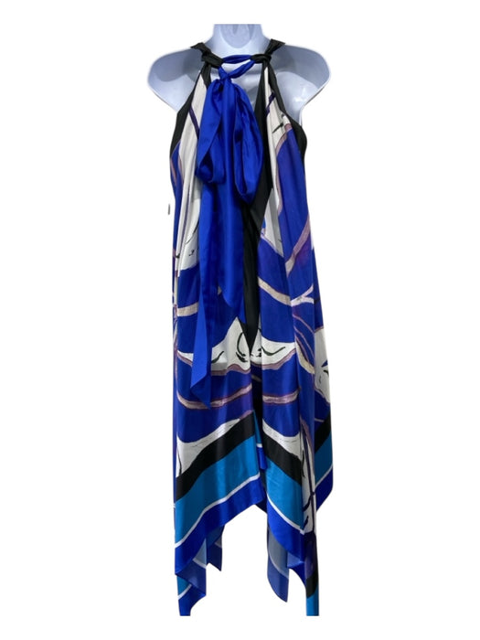 Anne Fontaine Size One Size Blue, Black & White Silk Abstract Halter Dress Blue, Black & White / One Size