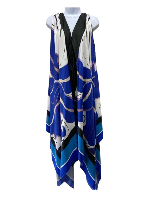 Anne Fontaine Size One Size Blue, Black & White Silk Abstract Halter Dress Blue, Black & White / One Size