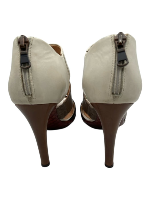 Bottega Veneta Shoe Size 39 Cream, Taupe, & Black Leather Thick Straps Sandals Cream, Taupe, & Black / 39