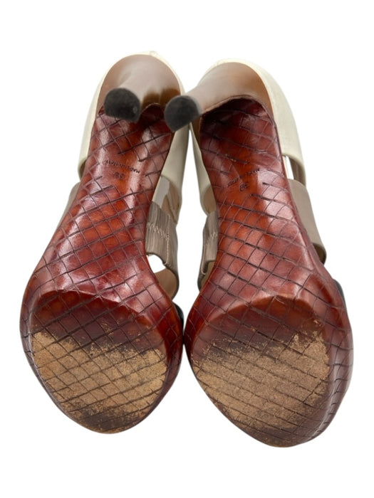 Bottega Veneta Shoe Size 39 Cream, Taupe, & Black Leather Thick Straps Sandals Cream, Taupe, & Black / 39