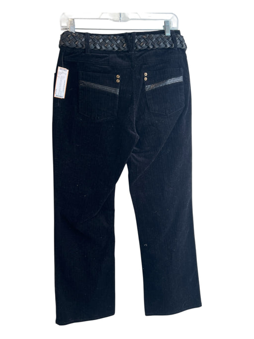 Tribal Size 2 Black Cotton & Spandex Corduroy Braided Belt Straight Leg Pants Black / 2