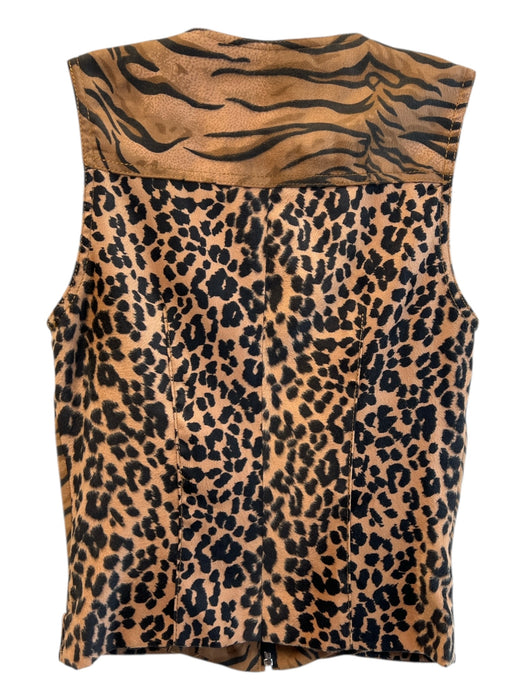 Alberto Makali Size 2 Black & Bronze Viscose Blend Sleeveless Animal Print Top Black & Bronze / 2