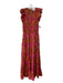 Cleobella Size S Orange & Pink Viscose Sleeveless Keyhole Smocked Ruffle Dress Orange & Pink / S