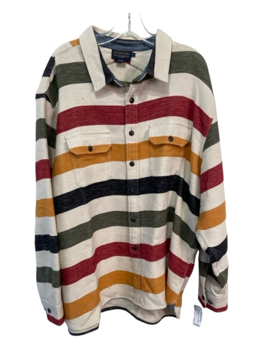 Pendleton Size XXL Cream & Multi Cotton Striped Buttons Men's Jacket XXL