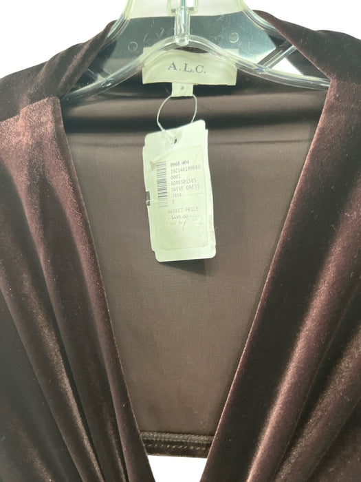 A.L.C. Size 8 Dark Brown Polyester Velvet Open Back Cut Outs Long Sleeve Dress Dark Brown / 8