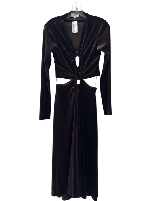 A.L.C. Size 8 Dark Brown Polyester Velvet Open Back Cut Outs Long Sleeve Dress Dark Brown / 8