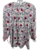 Natalie Martin Size S Cream, Blue & Pink Rayon Floral Quarter Button Flowy Top Cream, Blue & Pink / S